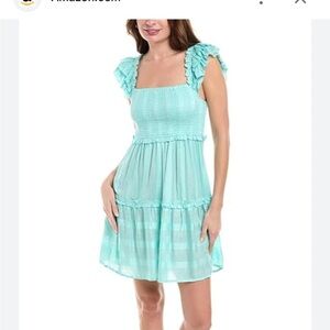 PQ Swim Square-Neck Ruffled Smocked Mini Dress NWOT